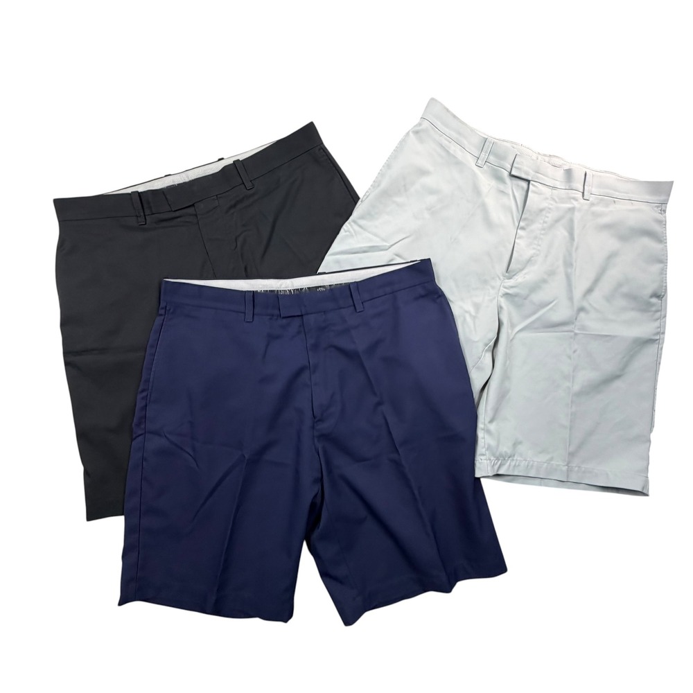 Callaway Golf Shorts Men 36 Black Navy Grey Performance Flat Front Bundle 3pk